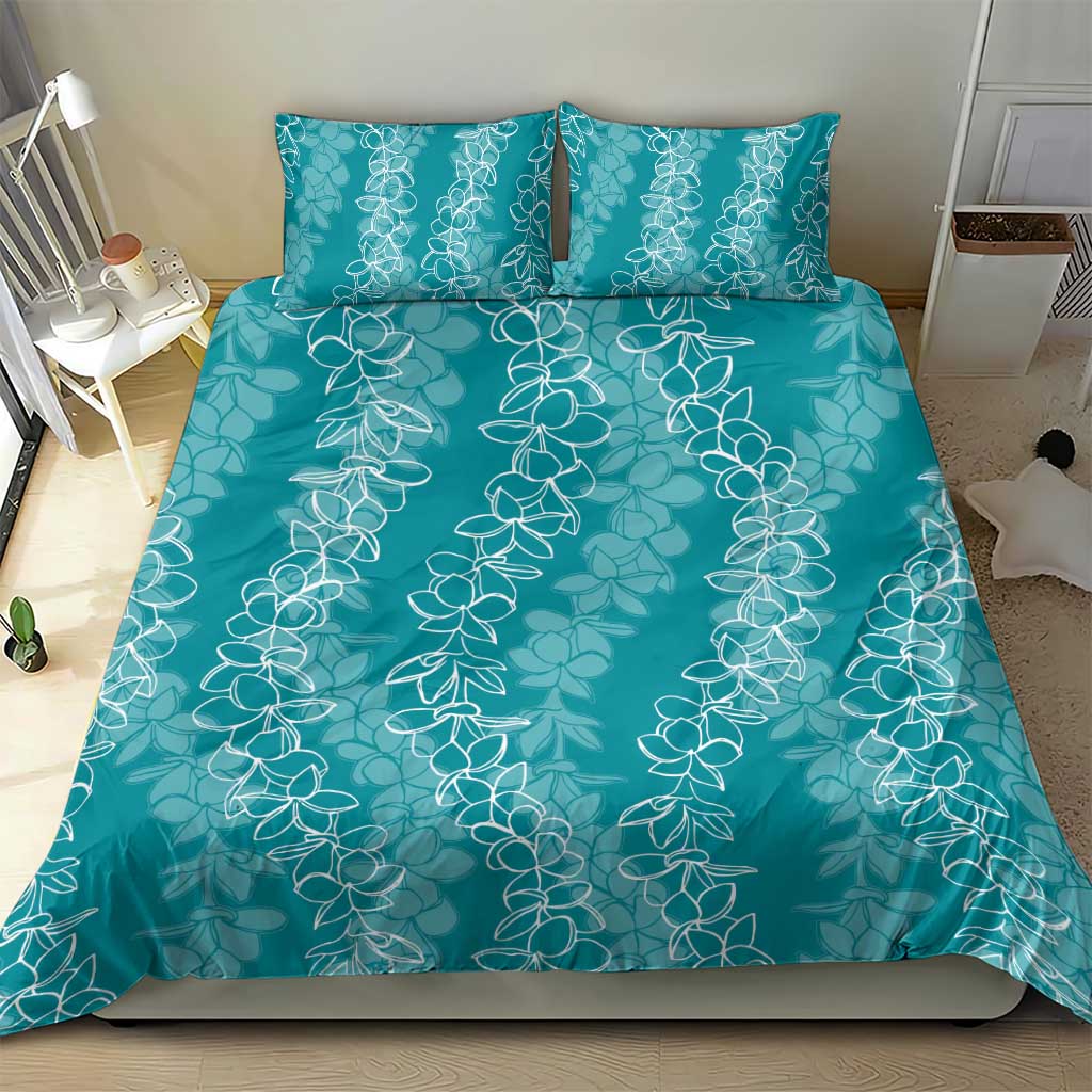 Hawaii Plumeria Lei Bedding Set Aloha Festive Vibe - Teal LT7 - Polynesian Pride