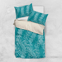 Hawaii Plumeria Lei Bedding Set Aloha Festive Vibe - Teal LT7 US Twin 172cm x 218cm Teal - Polynesian Pride