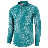 Hawaii Plumeria Lei Button Sweatshirt Aloha Festive Vibe - Teal LT7 - Polynesian Pride
