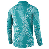Hawaii Plumeria Lei Button Sweatshirt Aloha Festive Vibe - Teal LT7 - Polynesian Pride