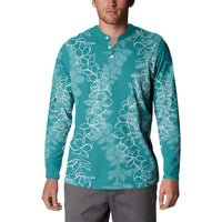 Hawaii Plumeria Lei Button Sweatshirt Aloha Festive Vibe - Teal LT7 - Polynesian Pride