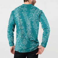 Hawaii Plumeria Lei Button Sweatshirt Aloha Festive Vibe - Teal LT7 - Polynesian Pride