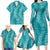 Hawaii Plumeria Lei Family Matching Long Sleeve Bodycon Dress and Hawaiian Shirt Aloha Festive Vibe - Teal