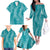 Hawaii Plumeria Lei Family Matching Off The Shoulder Long Sleeve Dress and Hawaiian Shirt Aloha Festive Vibe - Teal