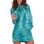 Hawaii Plumeria Lei Hoodie Dress Aloha Festive Vibe - Teal