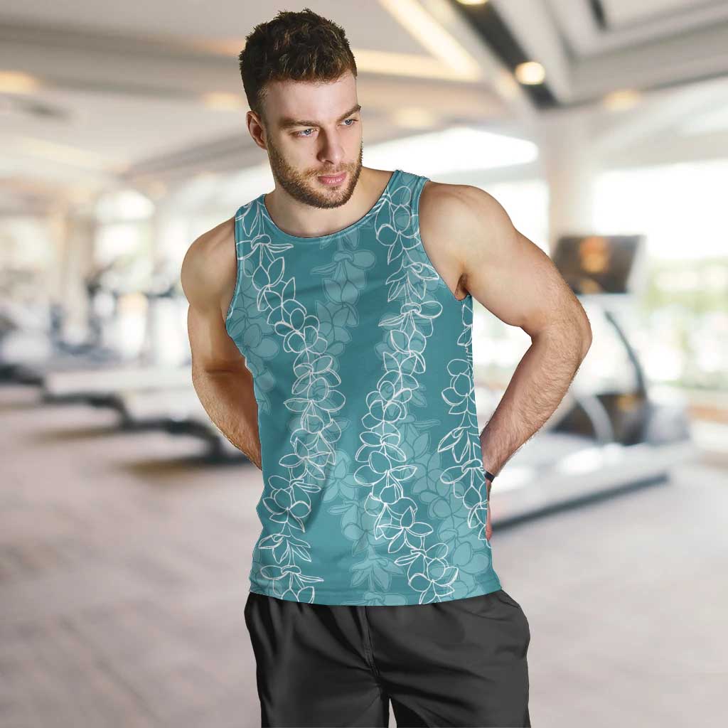 Hawaii Plumeria Lei Men Tank Top Aloha Festive Vibe - Teal LT7 Teal - Polynesian Pride