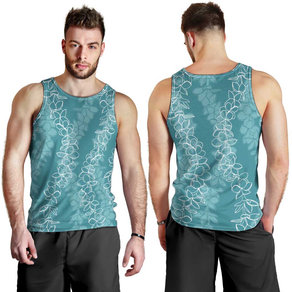 Hawaii Plumeria Lei Men Tank Top Aloha Festive Vibe - Teal LT7 - Polynesian Pride