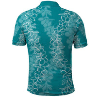 Hawaii Plumeria Lei Polo Shirt Aloha Festive Vibe - Teal LT7 - Polynesian Pride