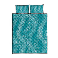 Hawaii Plumeria Lei Quilt Bed Set Aloha Festive Vibe - Teal LT7 - Polynesian Pride
