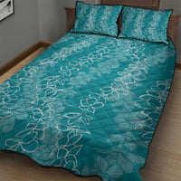 Hawaii Plumeria Lei Quilt Bed Set Aloha Festive Vibe - Teal LT7 - Polynesian Pride