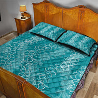Hawaii Plumeria Lei Quilt Bed Set Aloha Festive Vibe - Teal LT7 - Polynesian Pride