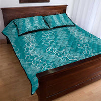 Hawaii Plumeria Lei Quilt Bed Set Aloha Festive Vibe - Teal LT7 - Polynesian Pride