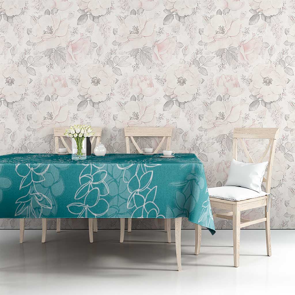 Hawaii Plumeria Lei Tablecloth Aloha Festive Vibe - Teal LT7 - Polynesian Pride