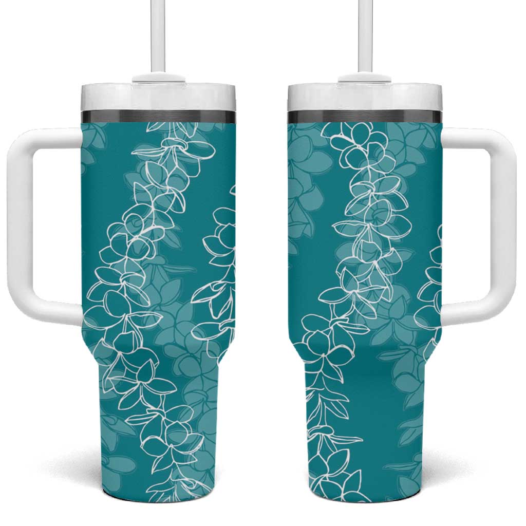 Hawaii Plumeria Lei Tumbler With Handle Aloha Festive Vibe - Teal LT7 One Size: 40 oz Teal - Polynesian Pride