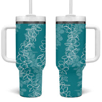 Hawaii Plumeria Lei Tumbler With Handle Aloha Festive Vibe - Teal LT7 One Size: 40 oz Teal - Polynesian Pride