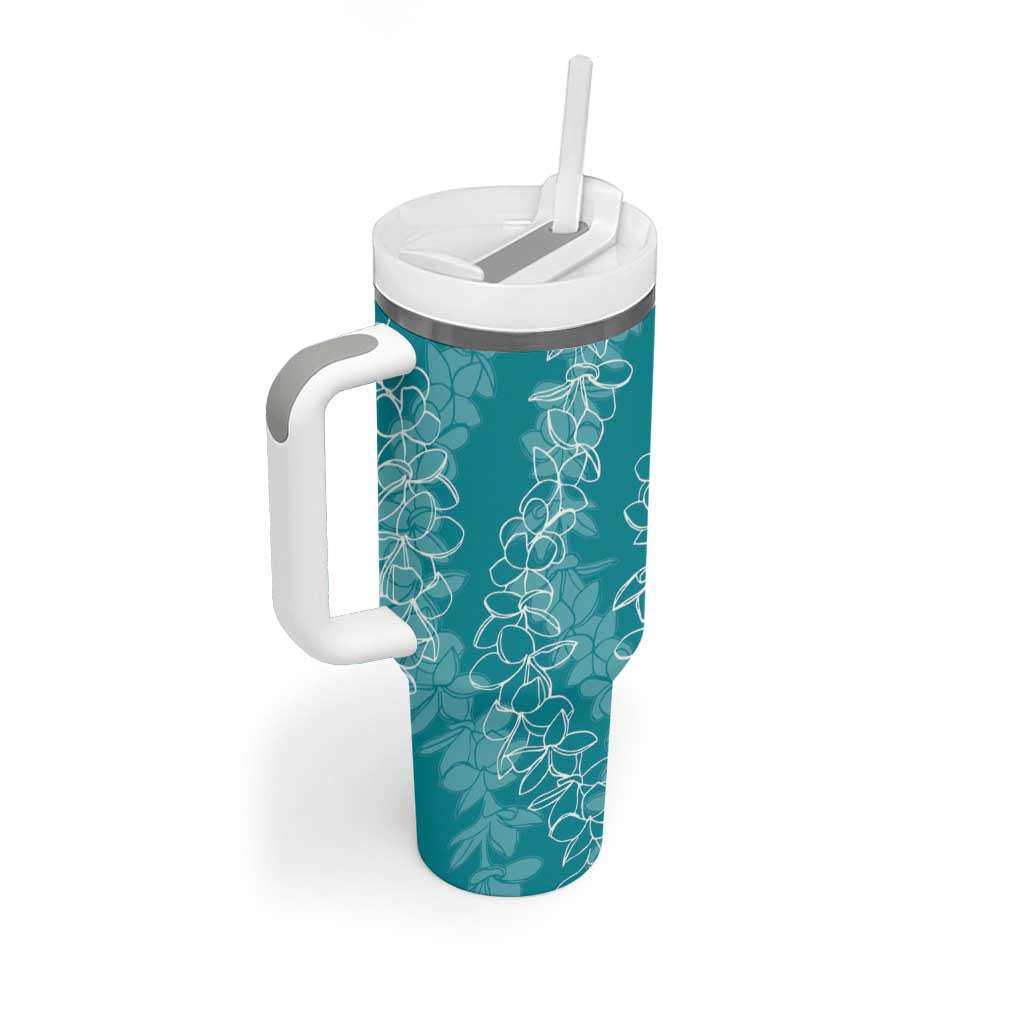 Hawaii Plumeria Lei Tumbler With Handle Aloha Festive Vibe - Teal LT7 - Polynesian Pride