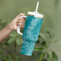 Hawaii Plumeria Lei Tumbler With Handle Aloha Festive Vibe - Teal LT7 - Polynesian Pride
