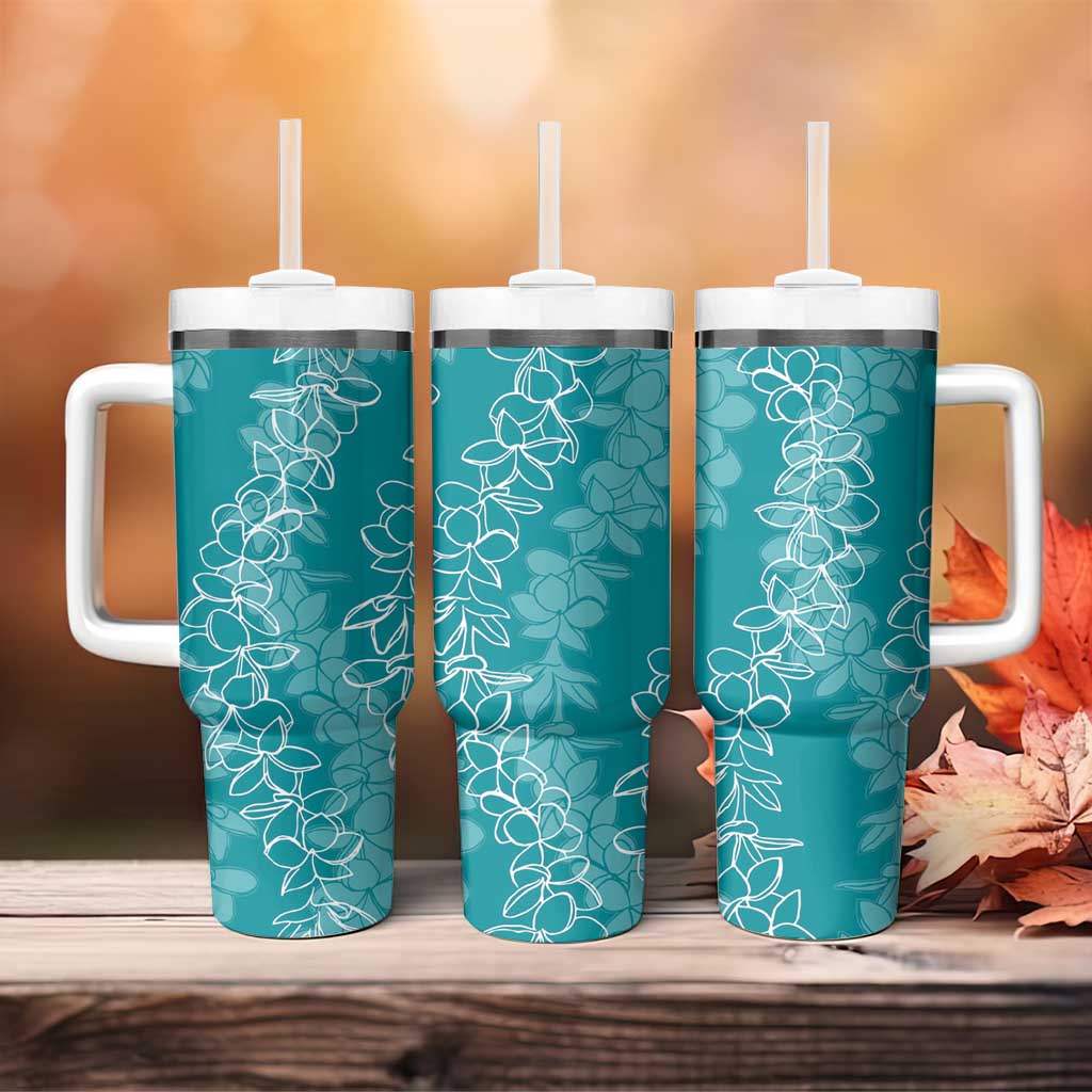 Hawaii Plumeria Lei Tumbler With Handle Aloha Festive Vibe - Teal LT7 - Polynesian Pride