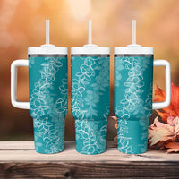 Hawaii Plumeria Lei Tumbler With Handle Aloha Festive Vibe - Teal LT7 - Polynesian Pride