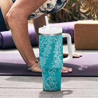 Hawaii Plumeria Lei Tumbler With Handle Aloha Festive Vibe - Teal LT7 - Polynesian Pride
