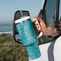 Hawaii Plumeria Lei Tumbler With Handle Aloha Festive Vibe - Teal LT7 - Polynesian Pride