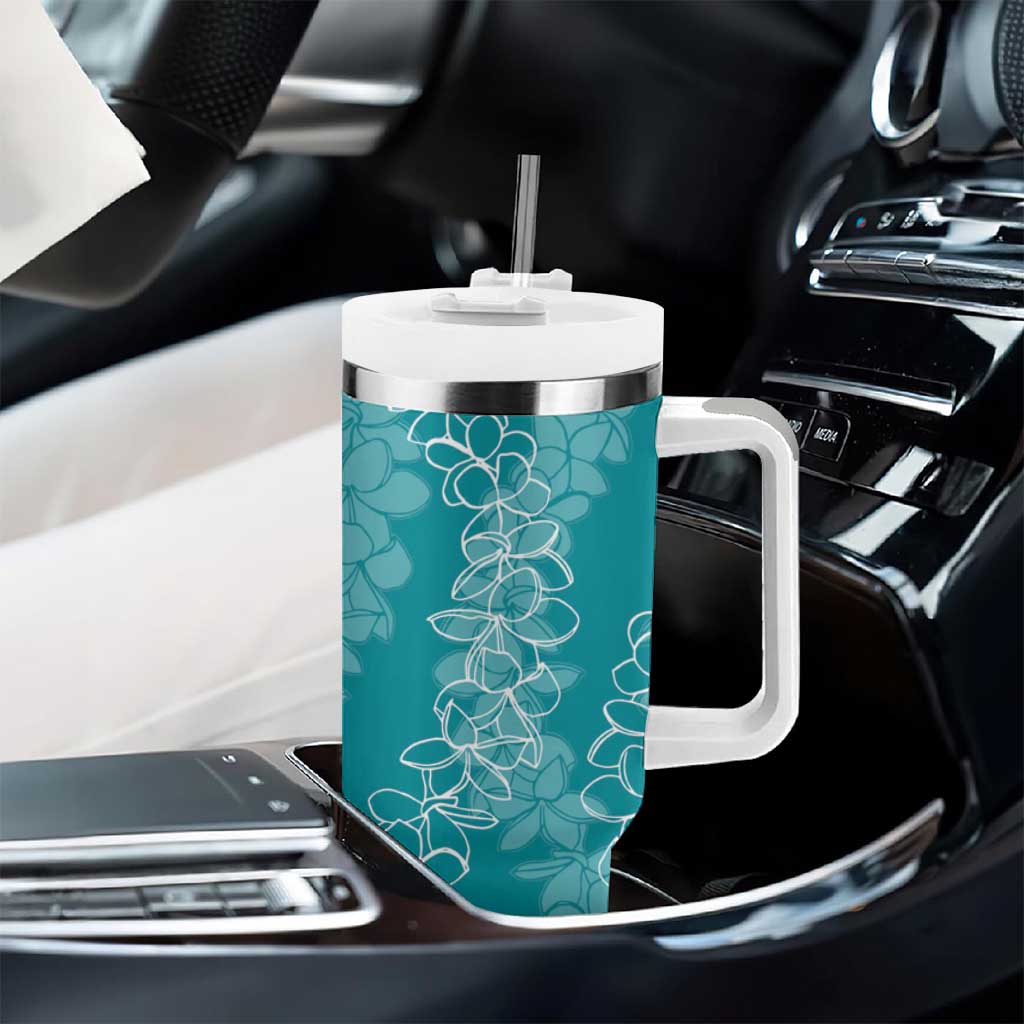 Hawaii Plumeria Lei Tumbler With Handle Aloha Festive Vibe - Teal LT7 - Polynesian Pride