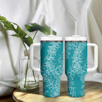 Hawaii Plumeria Lei Tumbler With Handle Aloha Festive Vibe - Teal LT7 - Polynesian Pride