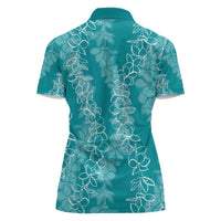 Hawaii Plumeria Lei Women Polo Shirt Aloha Festive Vibe - Teal LT7 - Polynesian Pride
