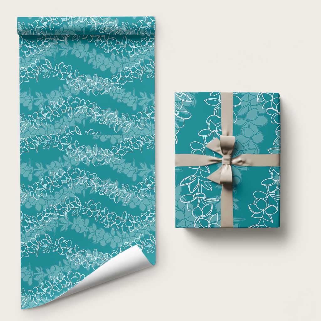 Hawaii Plumeria Lei Wrapping Paper Aloha Festive Vibe - Teal LT7 58" × 23" Teal - Polynesian Pride