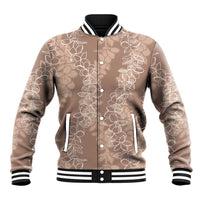 Hawaii Plumeria Lei Baseball Jacket Aloha Festive Vibe - Beige LT7 Unisex Beige - Polynesian Pride