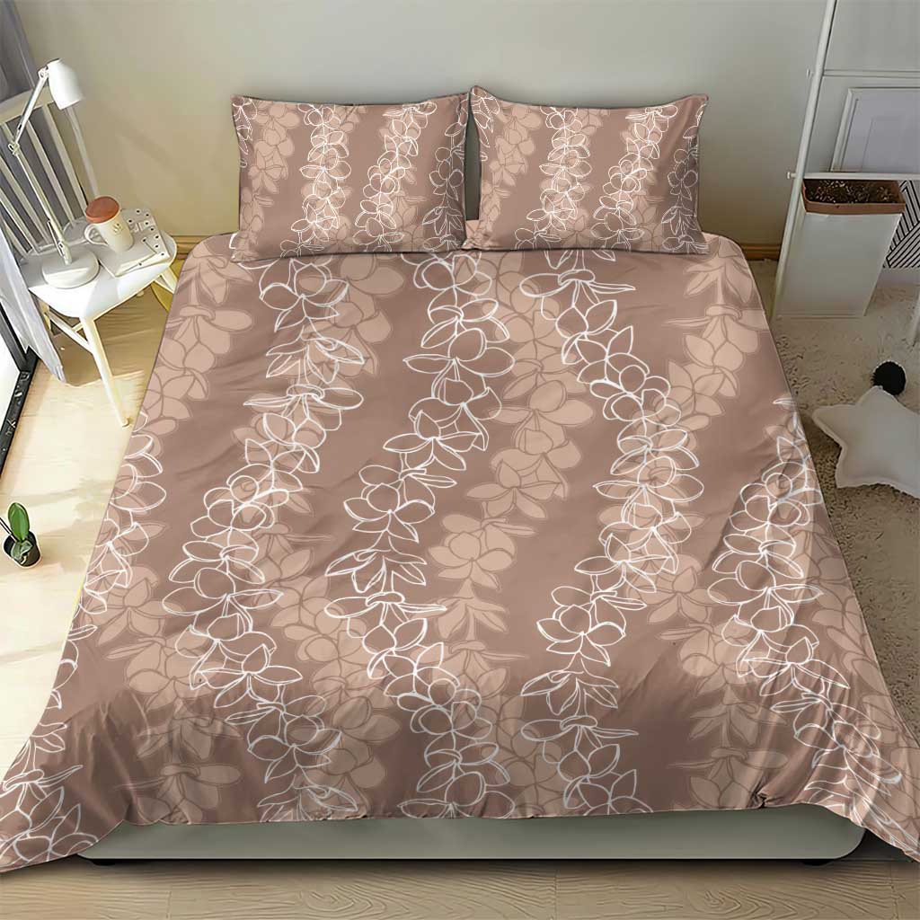 Hawaii Plumeria Lei Bedding Set Aloha Festive Vibe - Beige LT7 - Polynesian Pride