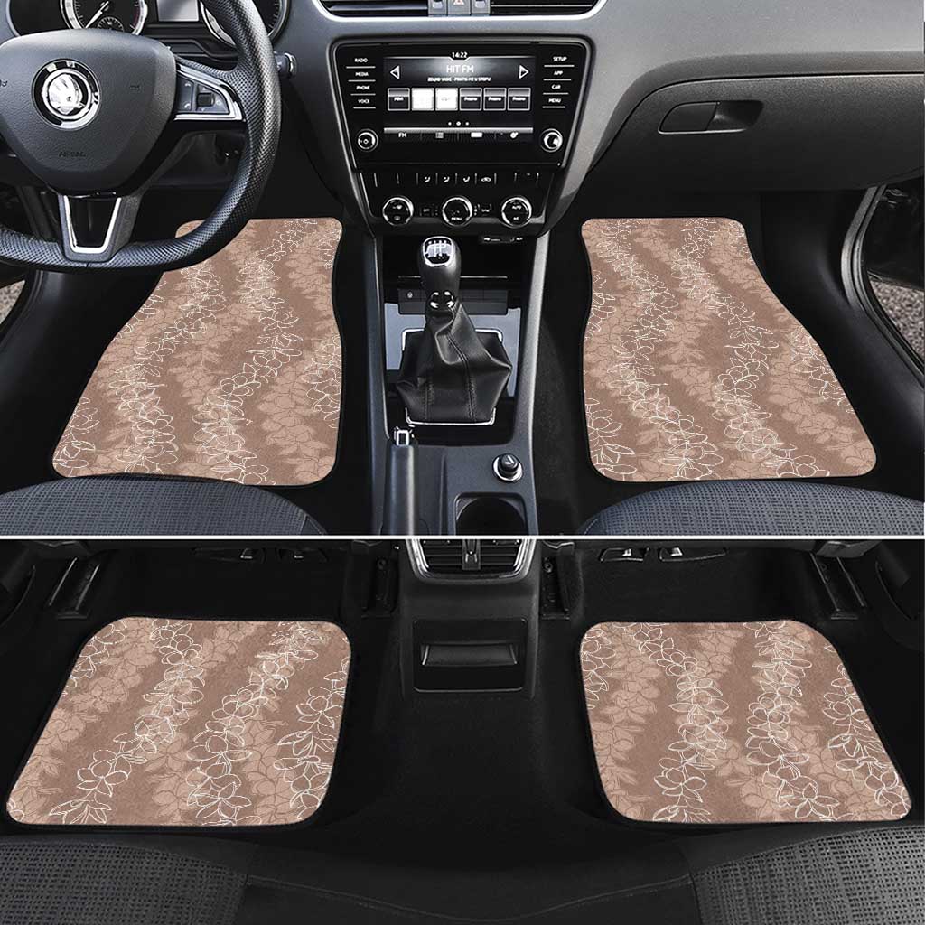 Hawaii Plumeria Lei Car Mats Aloha Festive Vibe - Beige LT7 Set 4pcs Beige - Polynesian Pride