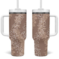 Hawaii Plumeria Lei Tumbler With Handle Aloha Festive Vibe - Beige LT7 One Size: 40 oz Beige - Polynesian Pride