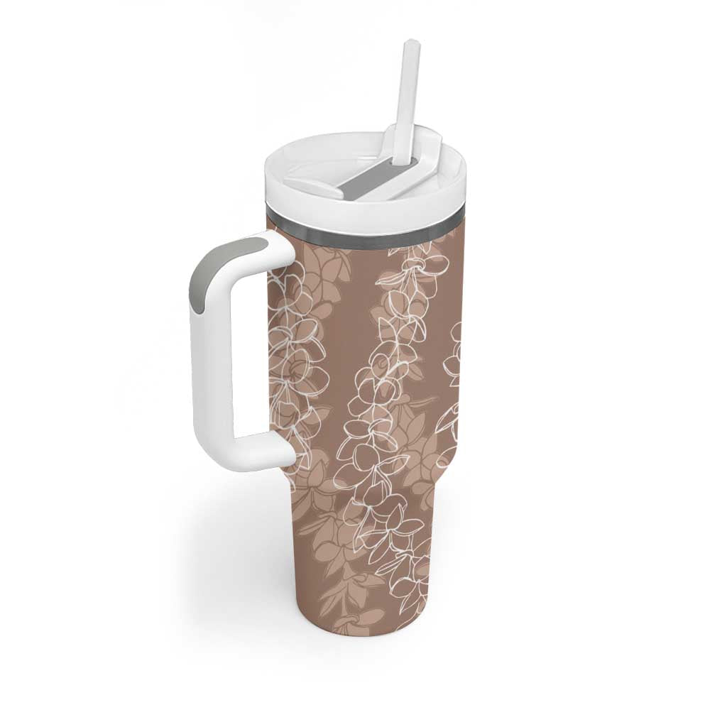 Hawaii Plumeria Lei Tumbler With Handle Aloha Festive Vibe - Beige LT7 - Polynesian Pride