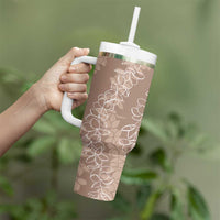 Hawaii Plumeria Lei Tumbler With Handle Aloha Festive Vibe - Beige LT7 - Polynesian Pride