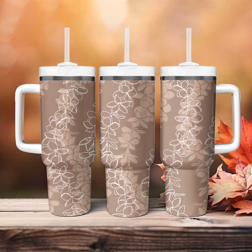 Hawaii Plumeria Lei Tumbler With Handle Aloha Festive Vibe - Beige LT7 - Polynesian Pride