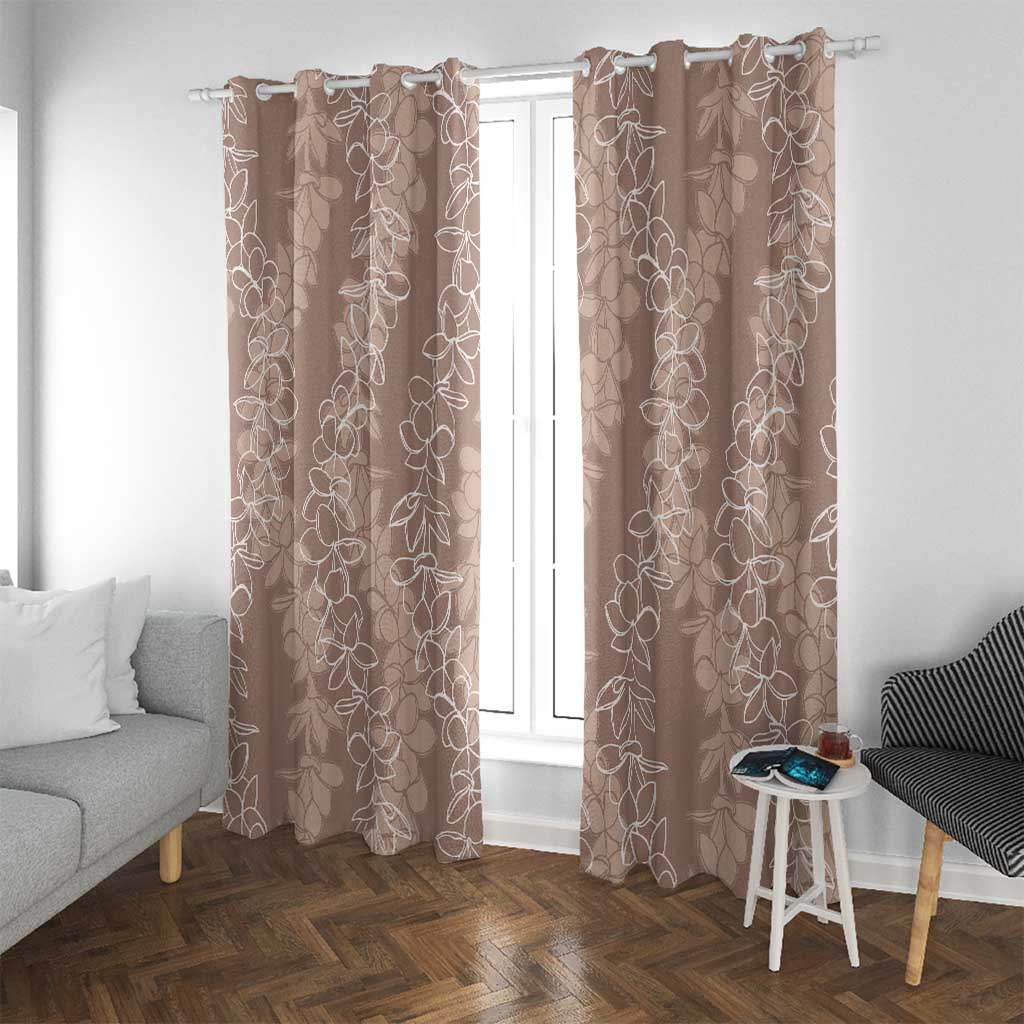Hawaii Plumeria Lei Window Curtain Aloha Festive Vibe - Beige LT7 With Grommets Beige - Polynesian Pride