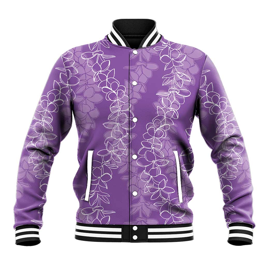 Hawaii Plumeria Lei Baseball Jacket Aloha Festive Vibe - Violet LT7 Unisex Violet - Polynesian Pride