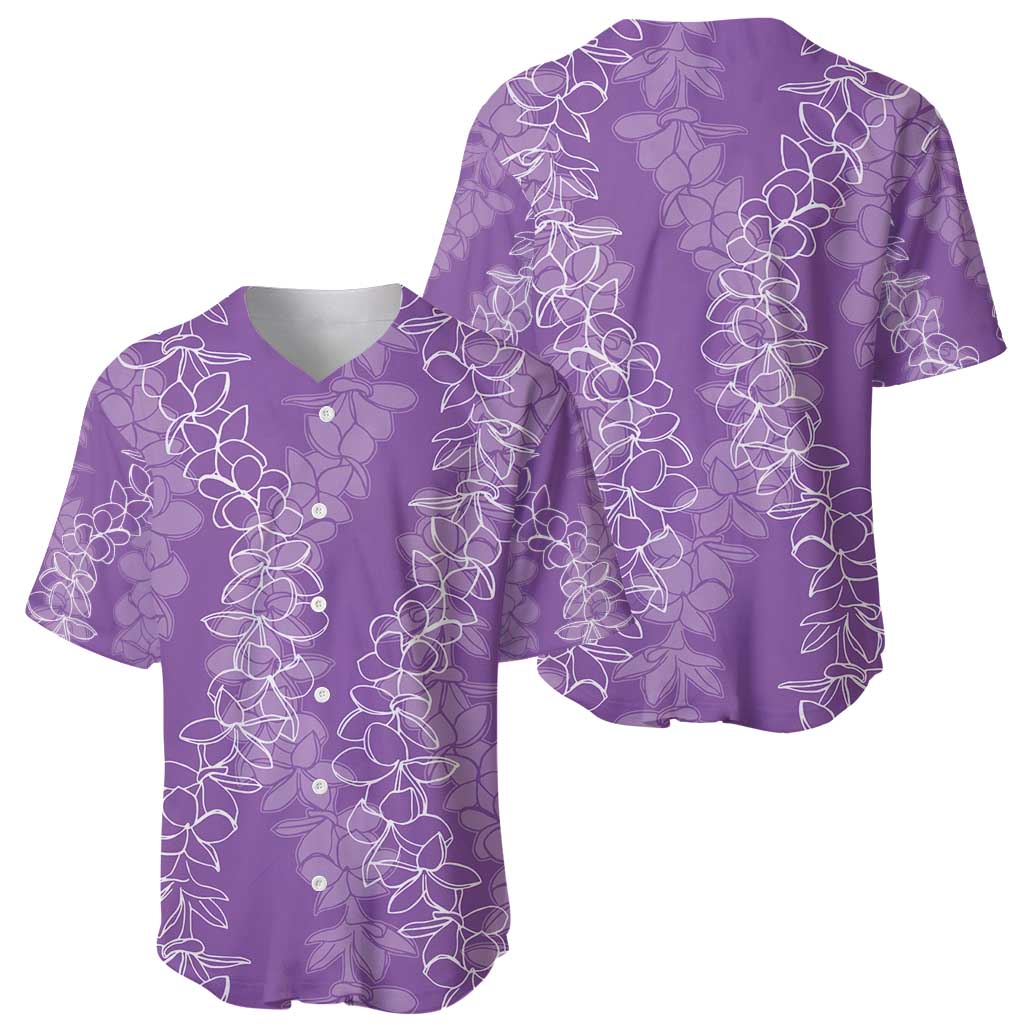 Hawaii Plumeria Lei Baseball Jersey Aloha Festive Vibe - Violet LT7 - Polynesian Pride