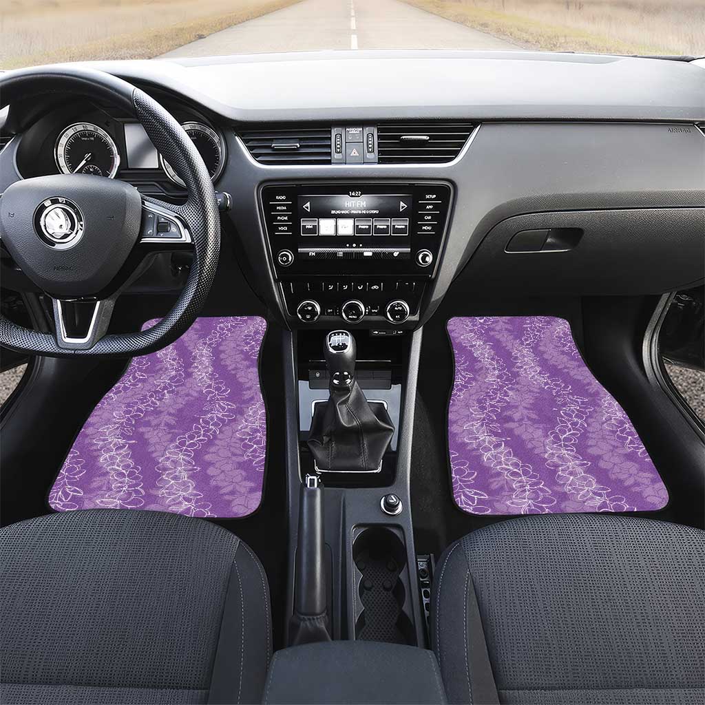 Hawaii Plumeria Lei Car Mats Aloha Festive Vibe - Violet LT7 Set 2pcs - Front Violet - Polynesian Pride