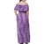 Hawaii Plumeria Lei Family Matching Off Shoulder Maxi Dress and Hawaiian Shirt Aloha Festive Vibe - Violet