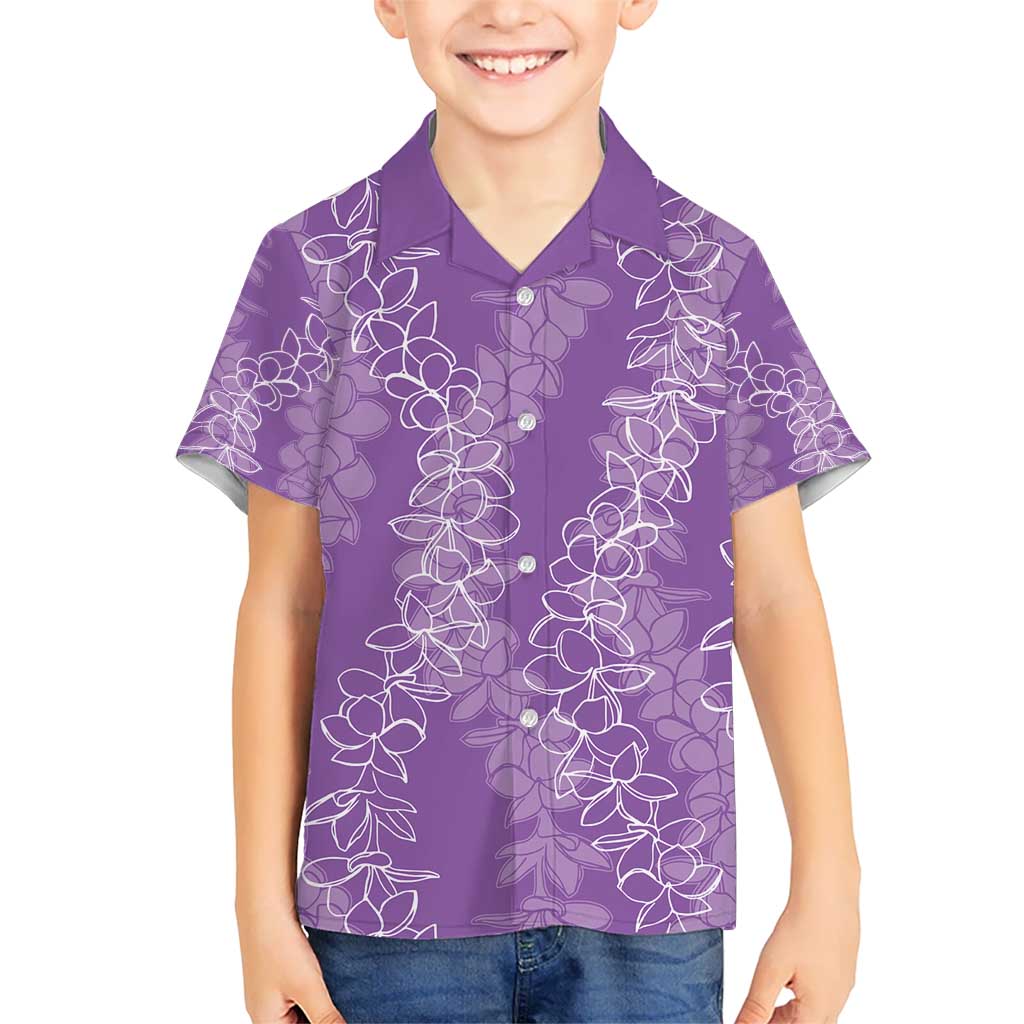 Hawaii Plumeria Lei Kid Hawaiian Shirt Aloha Festive Vibe - Violet LT7 Kid Violet - Polynesian Pride