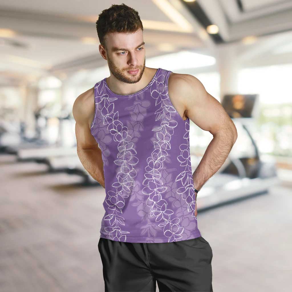 Hawaii Plumeria Lei Men Tank Top Aloha Festive Vibe - Violet LT7 Violet - Polynesian Pride