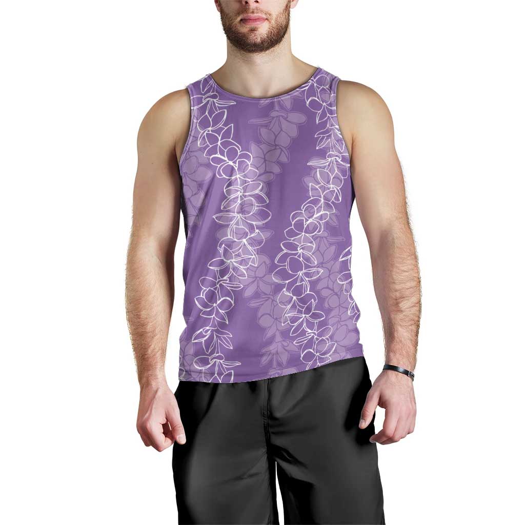 Hawaii Plumeria Lei Men Tank Top Aloha Festive Vibe - Violet LT7 - Polynesian Pride
