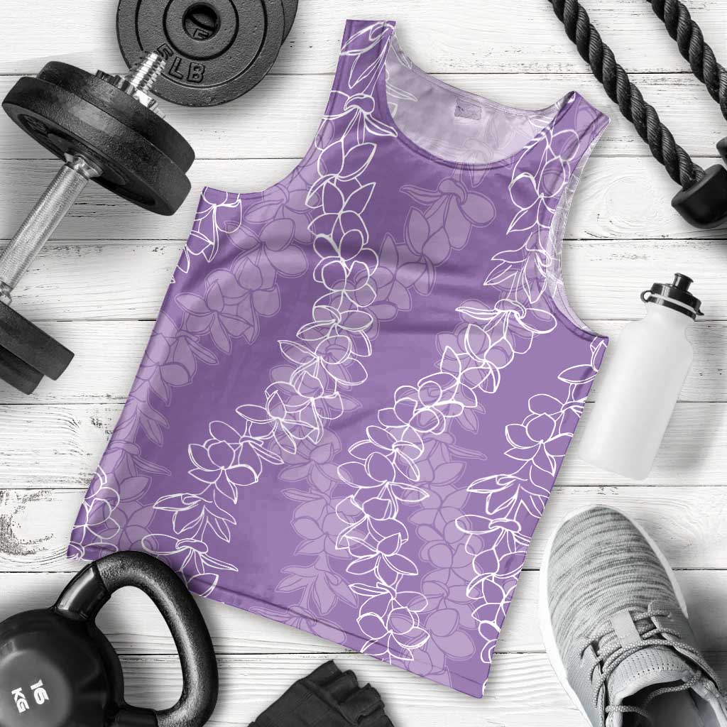 Hawaii Plumeria Lei Men Tank Top Aloha Festive Vibe - Violet LT7 - Polynesian Pride