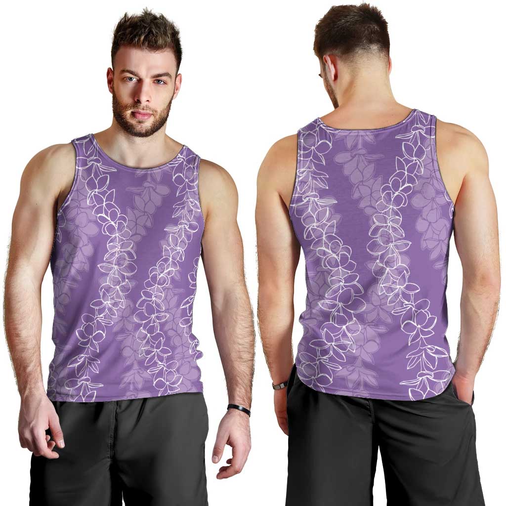 Hawaii Plumeria Lei Men Tank Top Aloha Festive Vibe - Violet LT7 - Polynesian Pride