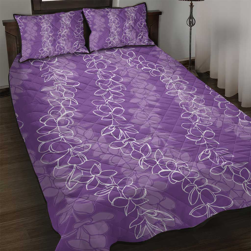 Hawaii Plumeria Lei Quilt Bed Set Aloha Festive Vibe - Violet LT7 Violet - Polynesian Pride