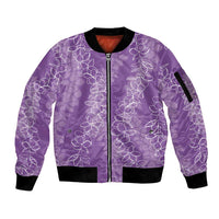 Hawaii Plumeria Lei Sleeve Zip Bomber Jacket Aloha Festive Vibe - Violet LT7 Unisex Violet - Polynesian Pride