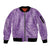 Hawaii Plumeria Lei Sleeve Zip Bomber Jacket Aloha Festive Vibe - Violet