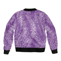 Hawaii Plumeria Lei Sleeve Zip Bomber Jacket Aloha Festive Vibe - Violet LT7 - Polynesian Pride